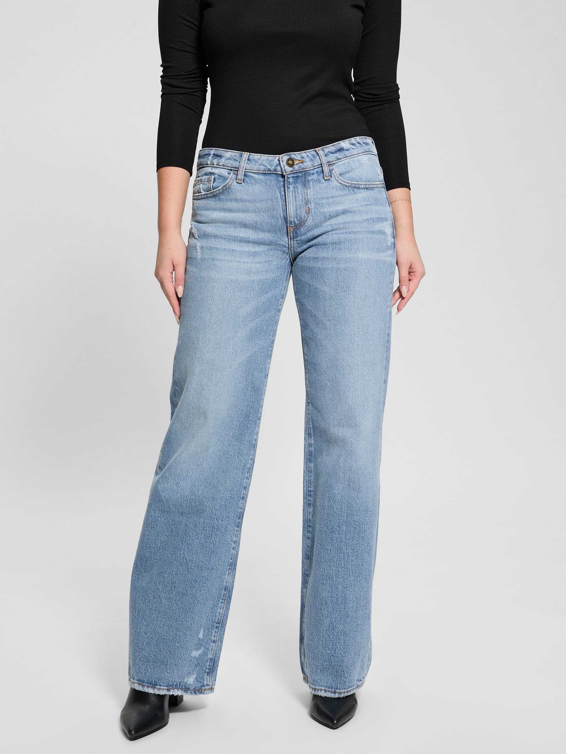 Calça jeans folgada de cintura baixa ecológica