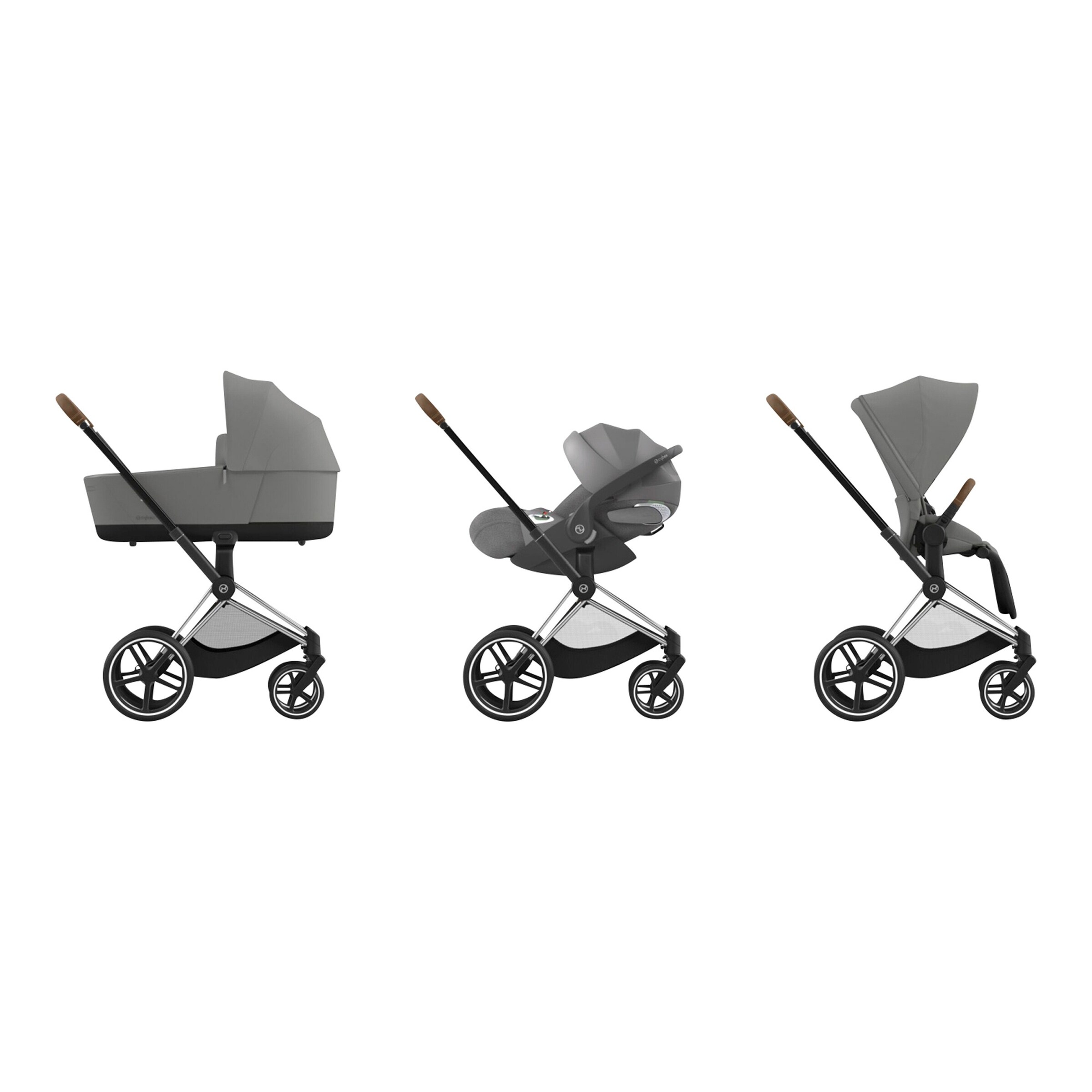 Cybex - PLATINUM Kombikinderwagen PRIAM Comfort Bundle chrome brown / mirage grey