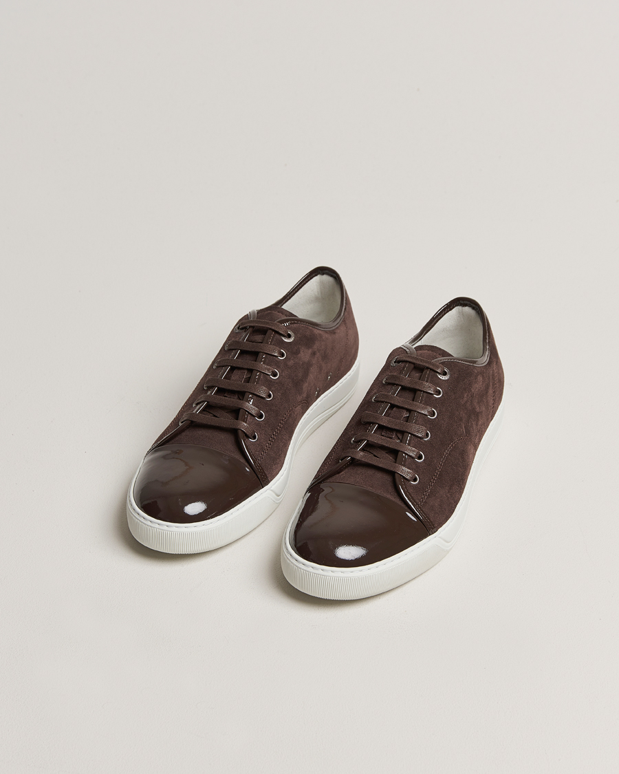 Lanvin Patent Cap Toe Sneaker Dark Brown