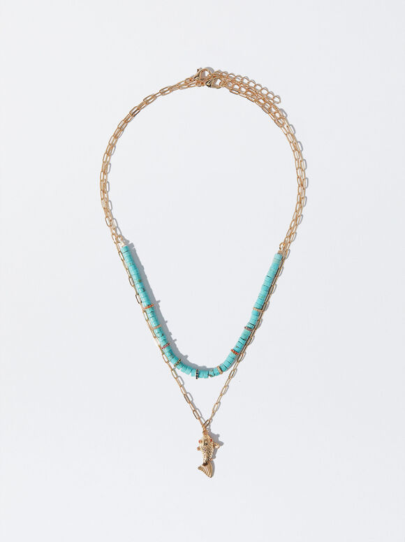 Conjunto de colares com pedraria e zircônia cúbica - Multicolorido