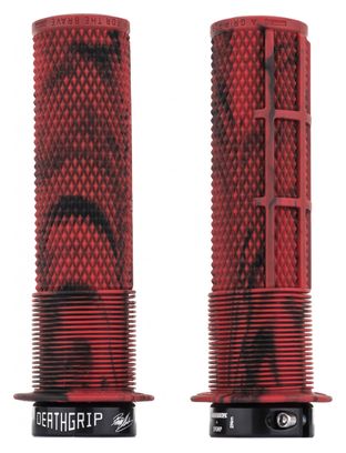 Paire de Grips DMR DeathGrip Avec Flanges Rouge Marbre