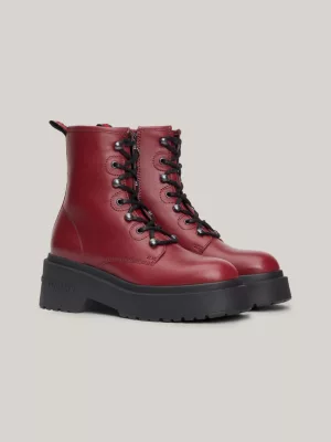Botas robustas de couro com cadarço