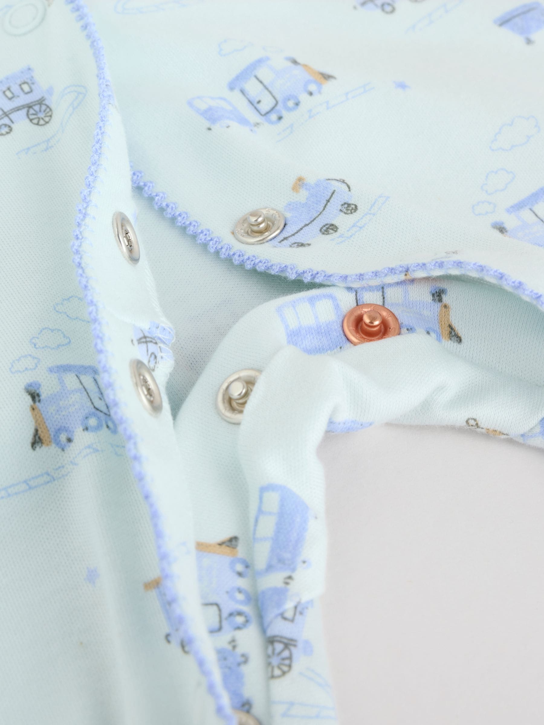 Wit/blauw - 3 babypyjama's met borduursel