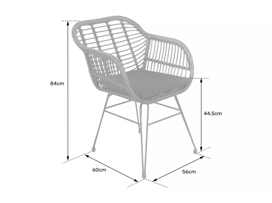 Lot de 2 fauteuils en rotin synthétique avec coussins CINTA - HAPPY GARDEN