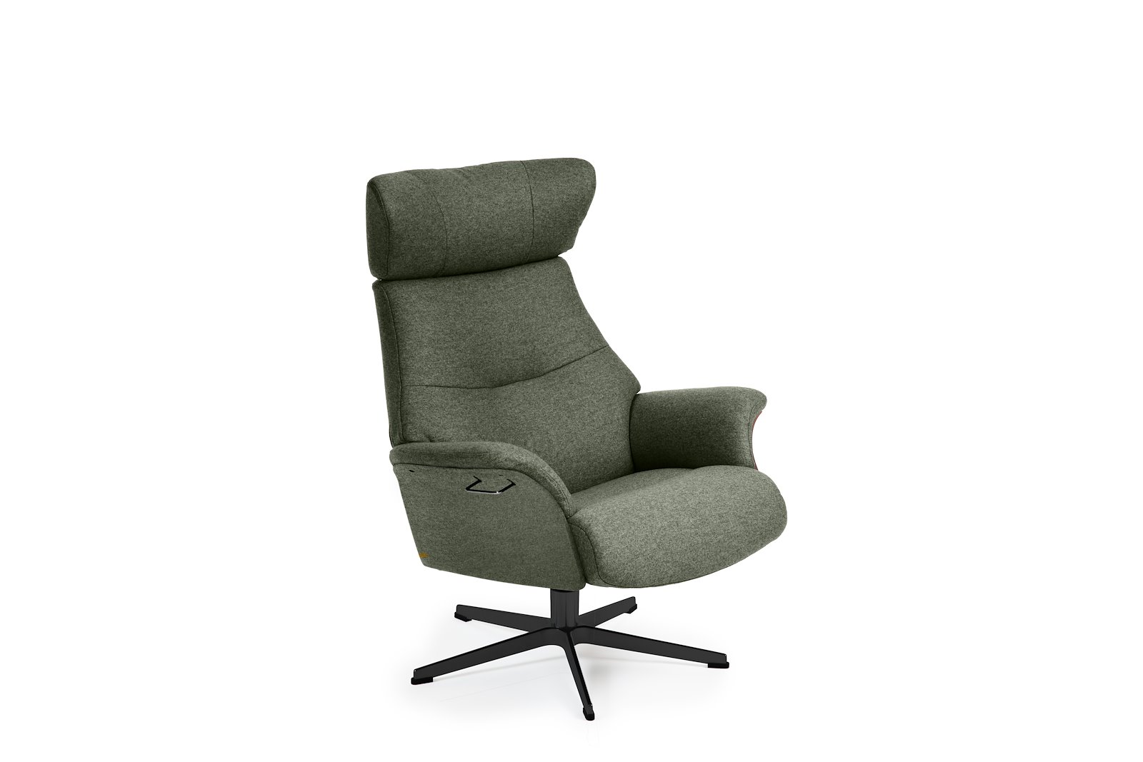Air lenestol I tekstil Sheford 1383-28 Forrest, høy standard svingfot sort alu. Skrog i helkledd