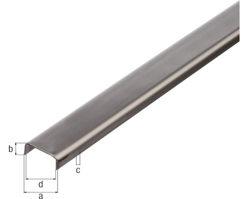 U-profiel roestvrij staal 16x10x1,5 mm, 2 m