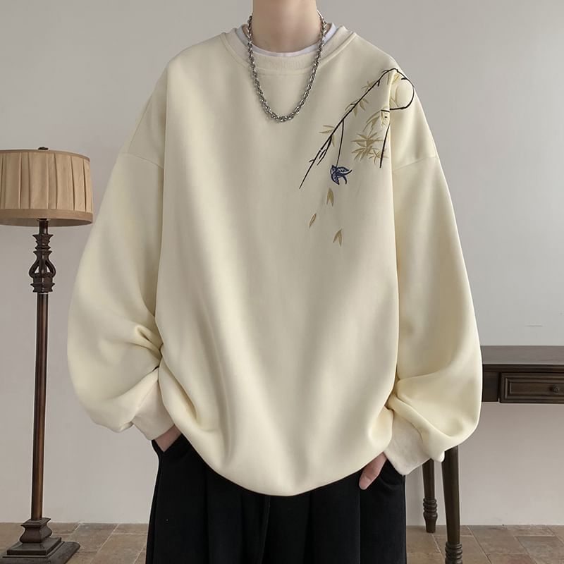 YERGO - Sweatshirt met ronde hals en borduursel