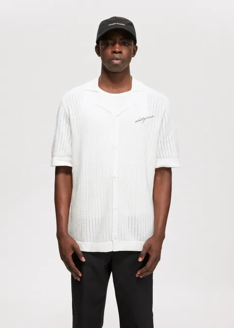 Gebreid vest met kraag off-white (WIT.O)