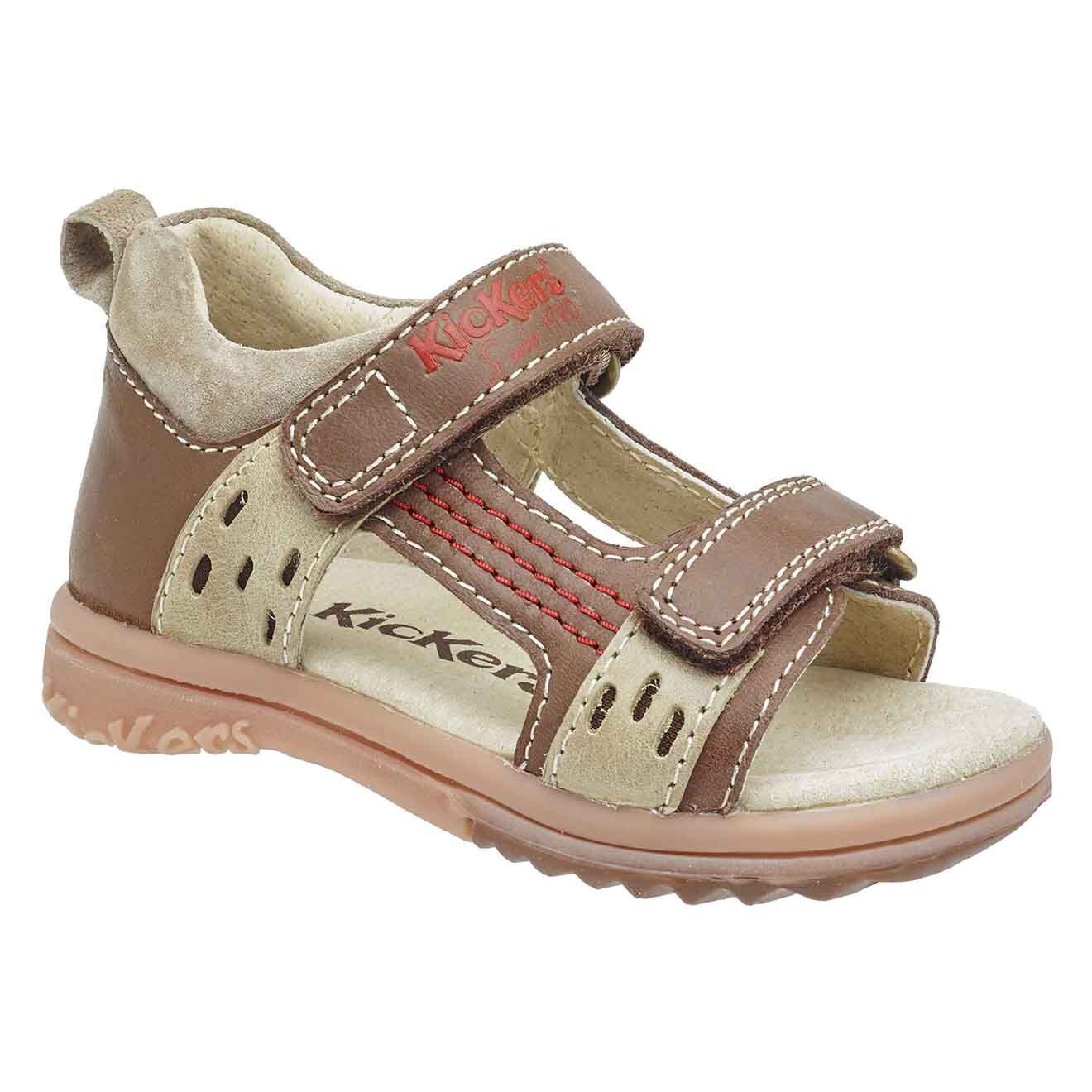 Kickers Sandales en Cuir Plazabi marron fonce/beige