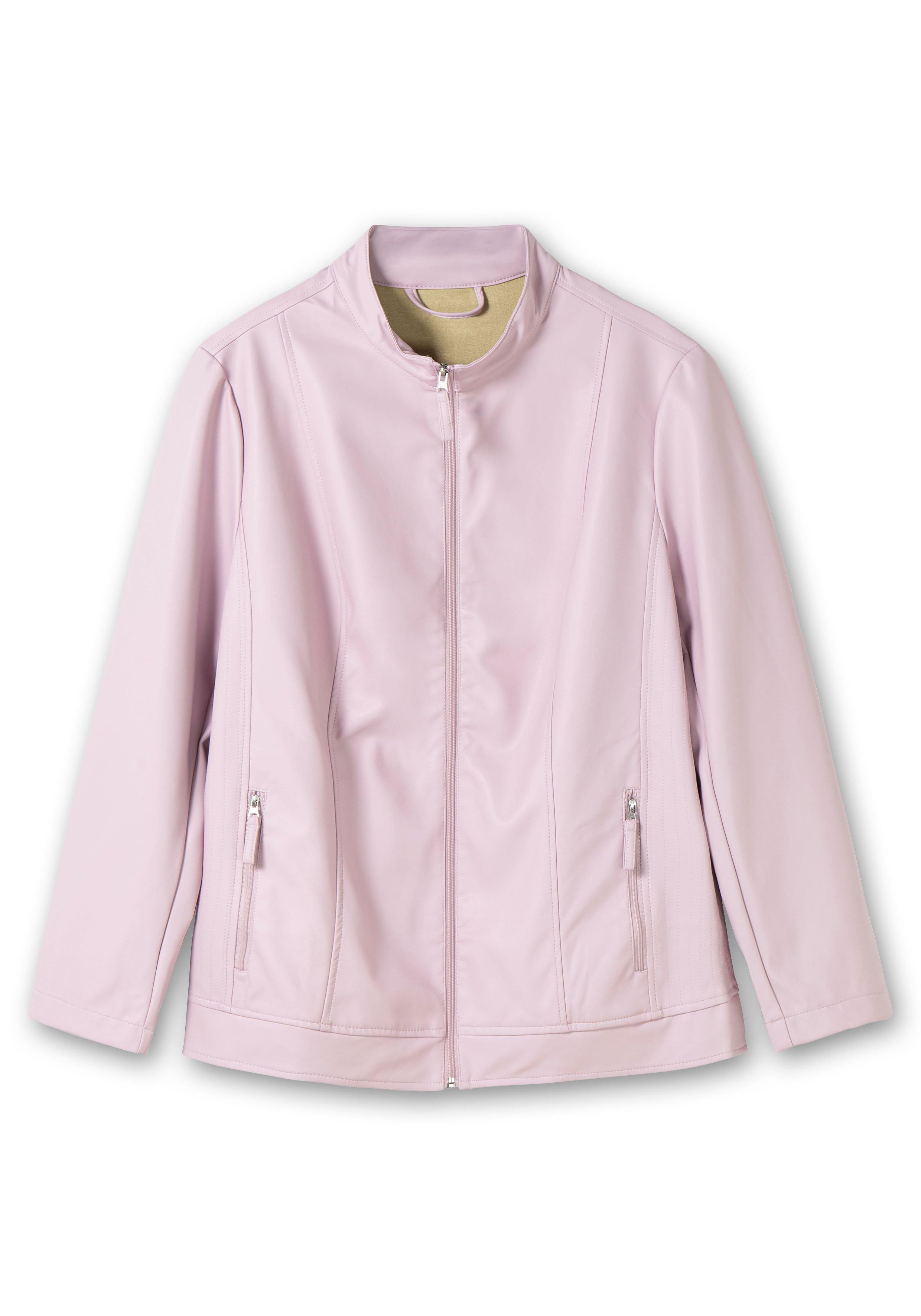 Jacke mit Stehkragen, aus Lederimitat