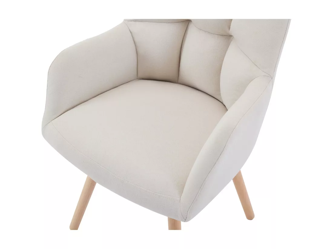 Lot de 2 chaises avec accoudoirs - Tissu et bois de hêtre - Beige - PEGA de Pascal MORABITO