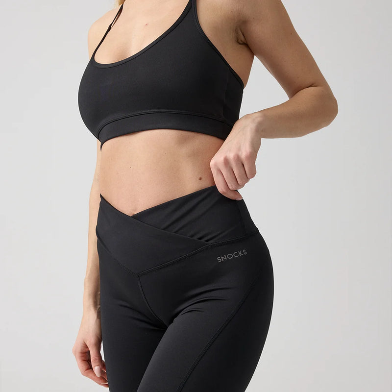 Radlerhose Damen V Cross aus recyceltem Polyester Schwarz