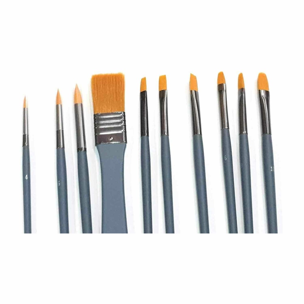 9 pinceaux pour peinture acrylique et 1 spalter