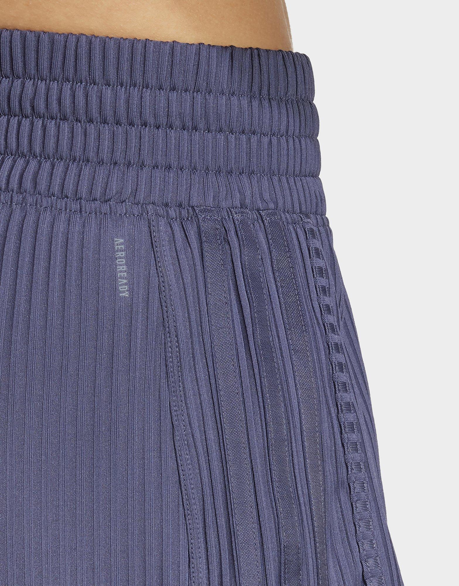 adidas Short taille haute bords-côtes 3 bandes ton sur ton Pacer All Gym Seasonal