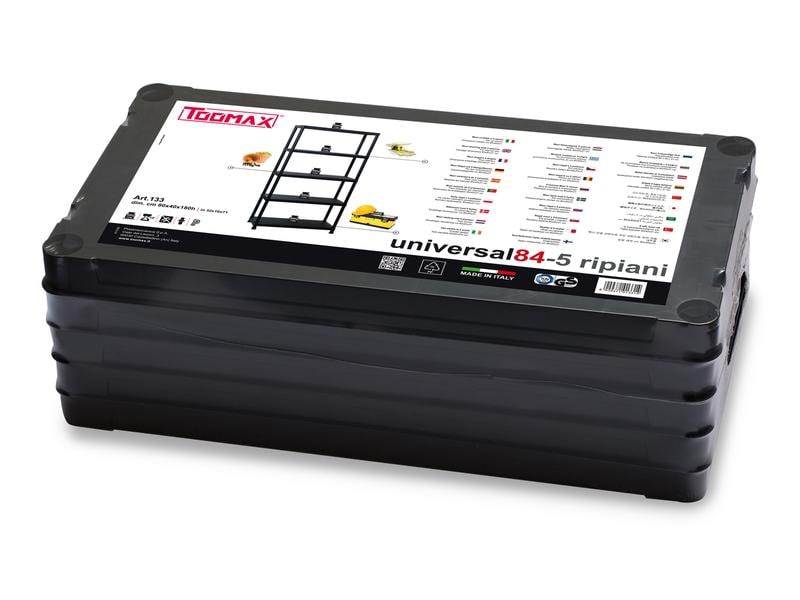 Toomax Regal Universal 84-5, Schwarz Stauraum für Keller, Garage, Büro und mehr