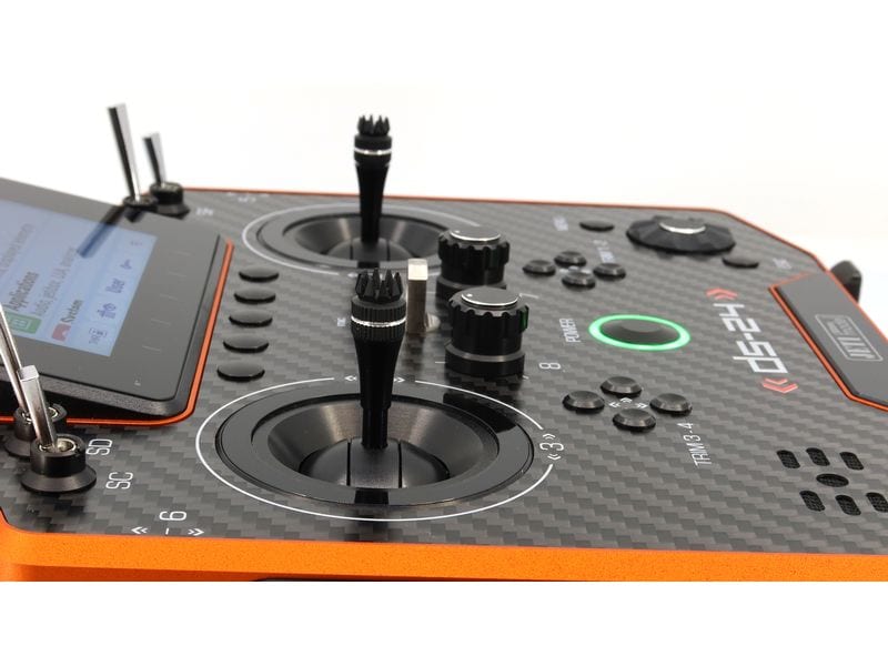 Jeti Fernsteuerung DS-24II Carbon Line Orange 24 Kanal, Dup Professioneller 24-Kanal-Sender mit Geber auf Rückseite und Carbon-Frontplatte