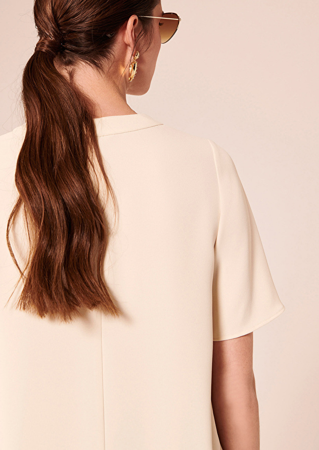 Top Tashabeige en crêpe