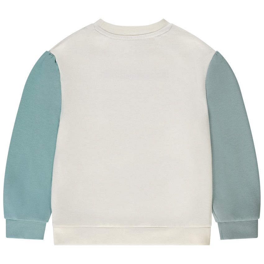 Sweat effet color block avec broderie pour fille - Bleu moyen