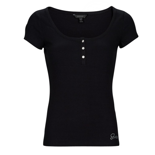 Guess - ES SS KARLEE JEWEL BTN HENLEY - Noir