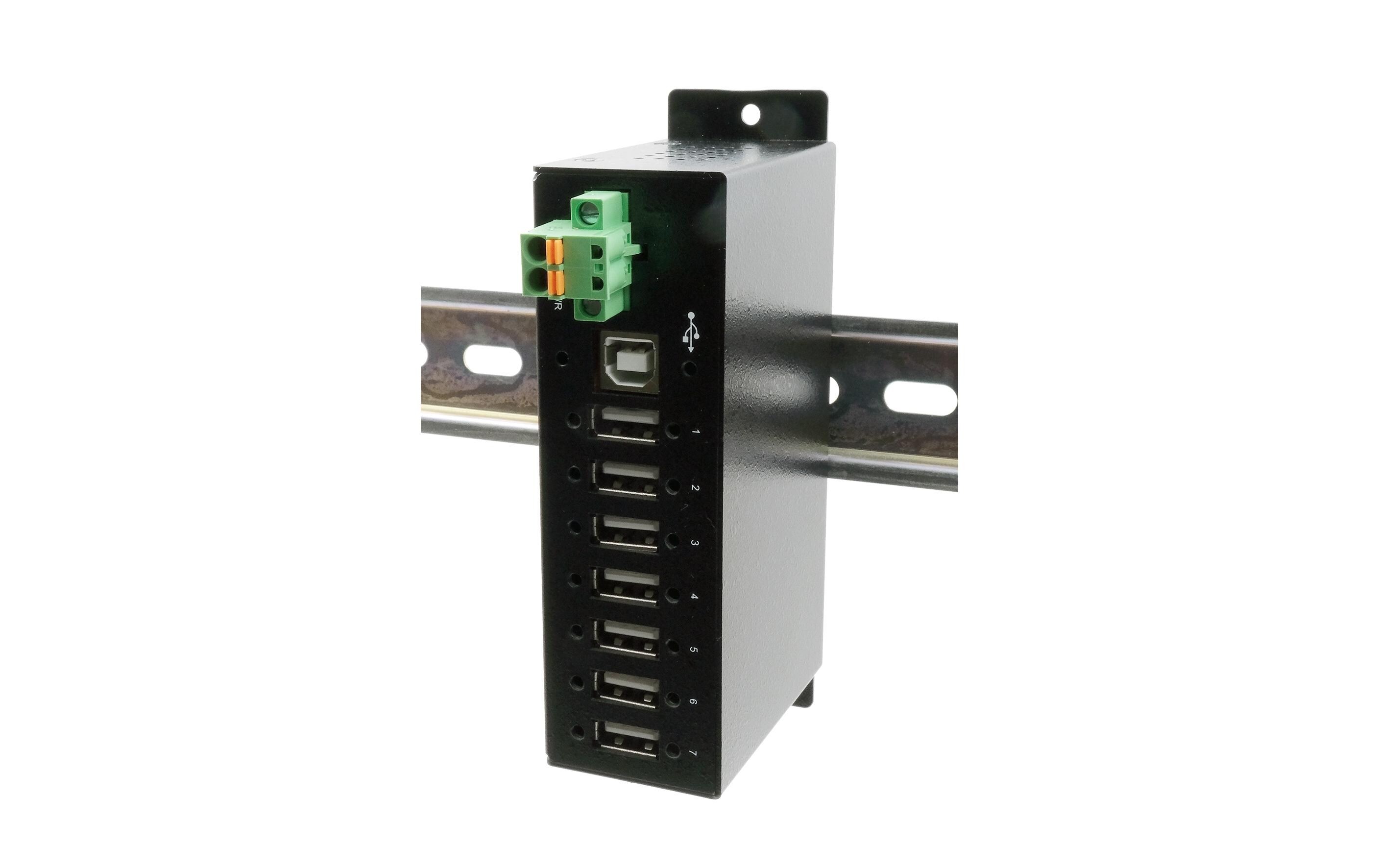 USB-Hub EX-1179HMVS7-Port USB 2.0-Hub mit DIN-Rail-kompatiblem Metallgehäuse