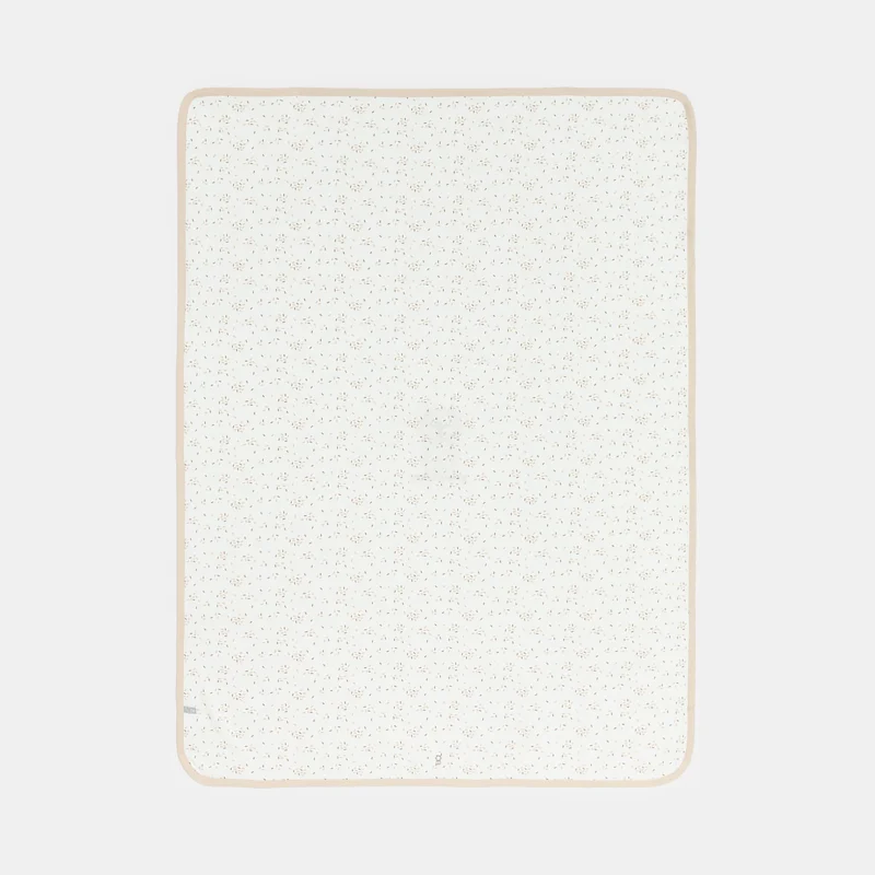 Couverture brodée gaze de coton blanc naissance mixte Blanc