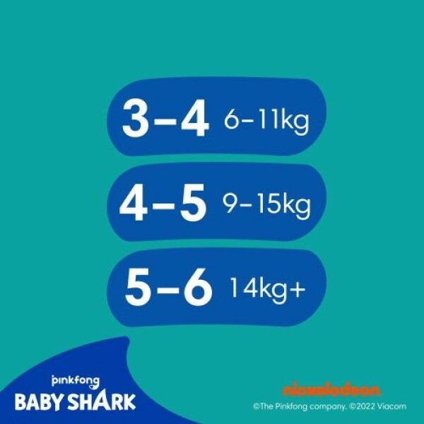 Multipack Pampers Windeln 8x12 Stück = 96 Stück Größe 3-4, Splashers Baby Shark Limited Edition,