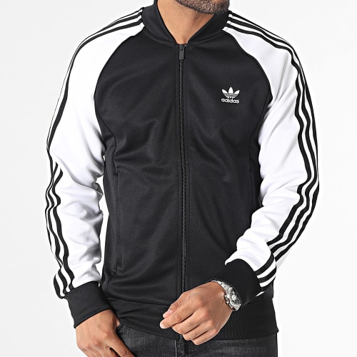 Veste Zippée A Bandes SST IK7025 Noir Blanc