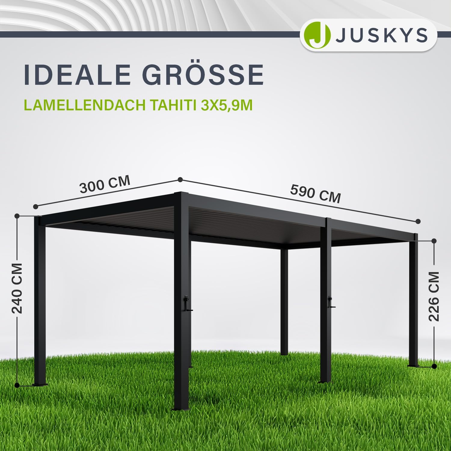 Juskys Lamellendach Tahiti 3x5,9 m - Stahl Pergola - Terrassenüberdachung stabil & wetterfest - Überdachung für Garten & Terrasse - Bausatz Anthrazit