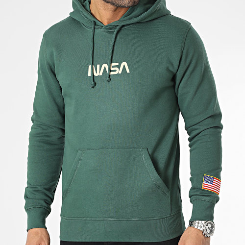 Sweat Capuche Flag Born In USA Vert Beige