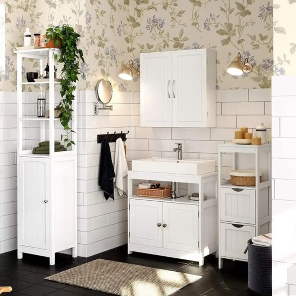 Parya Home - Badkamerkast - Wandkast - 2 Deuren - Hout - Wit