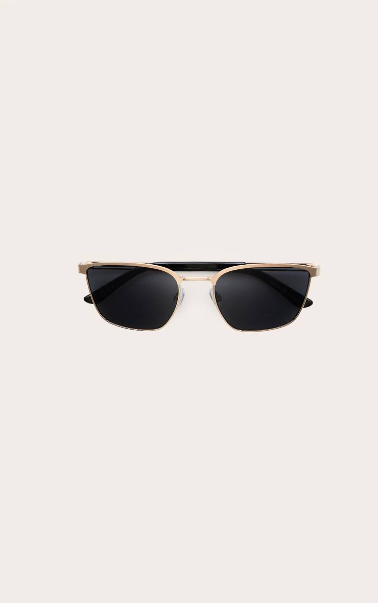 Doré Lunettes De Soleil Carrées À Barres Avec Monture Métallique