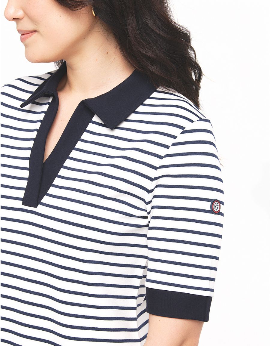 Robe marinière écru bleu