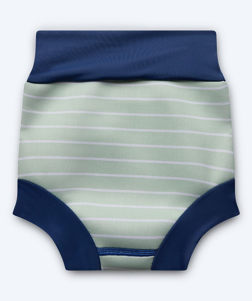 Watery blebadebukser til børn - Neoprene Swim Nappy - Nordic Green Stripes