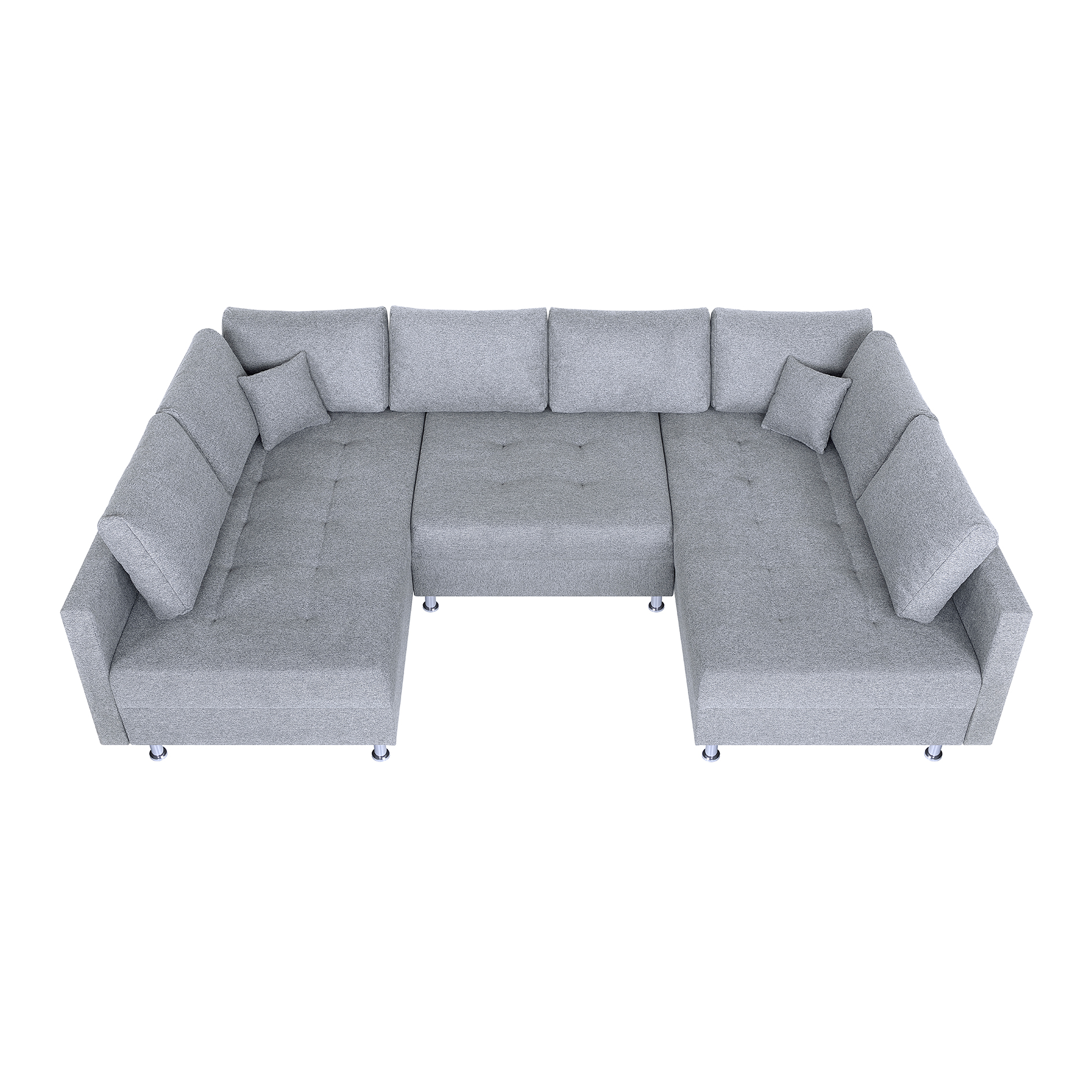 Wohnlandschaft - silber - Strukturgewebe - Federkern