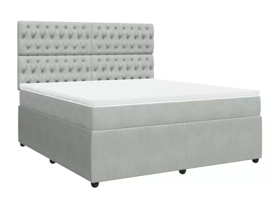 Sommier à lattes de lit et matelas Gris clair 180x200cm Velours