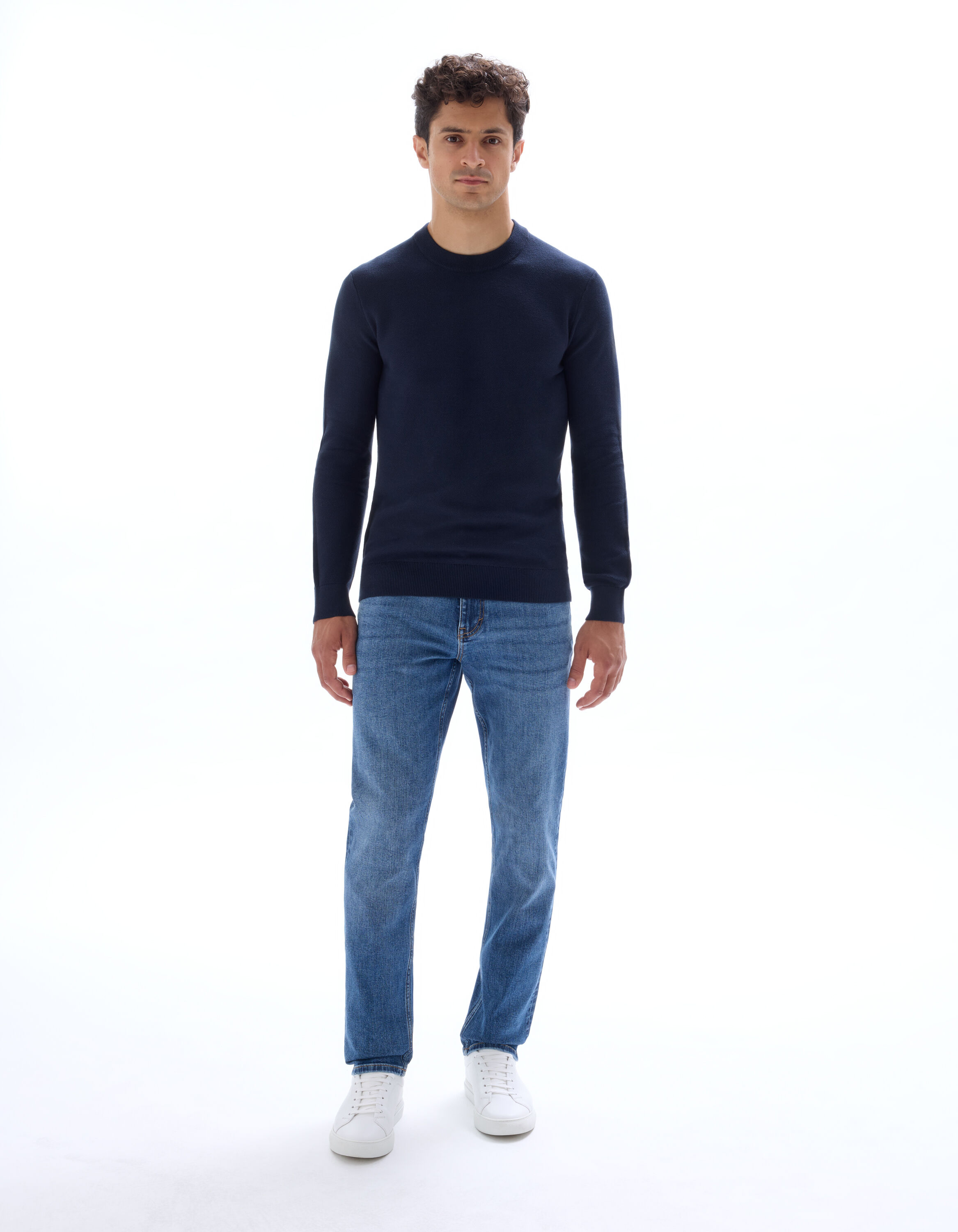 Pull col rond 100% coton - marine