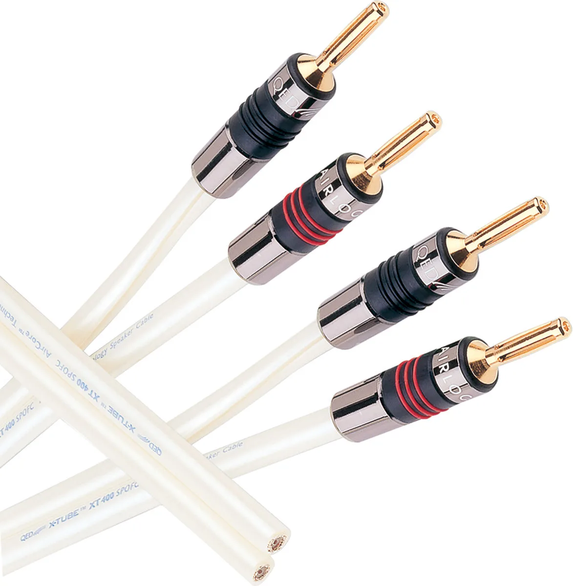 QED XTube 400 avec 8 fiches bananes Airloc (2x4 m) Câbles d'enceintes prémontés