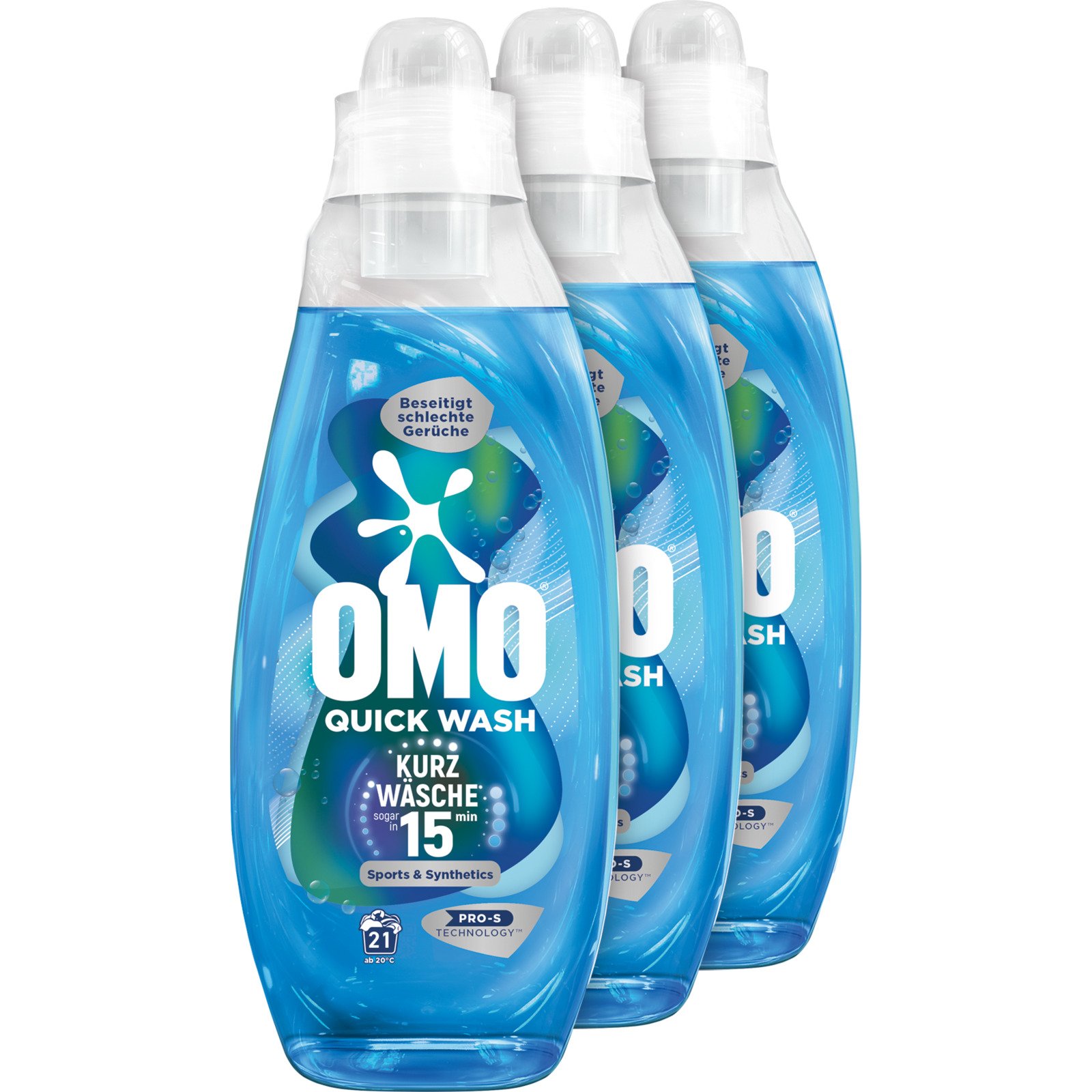 Omo Flüssigwaschmittel Quickwash Sport 3 x 21 Waschgänge