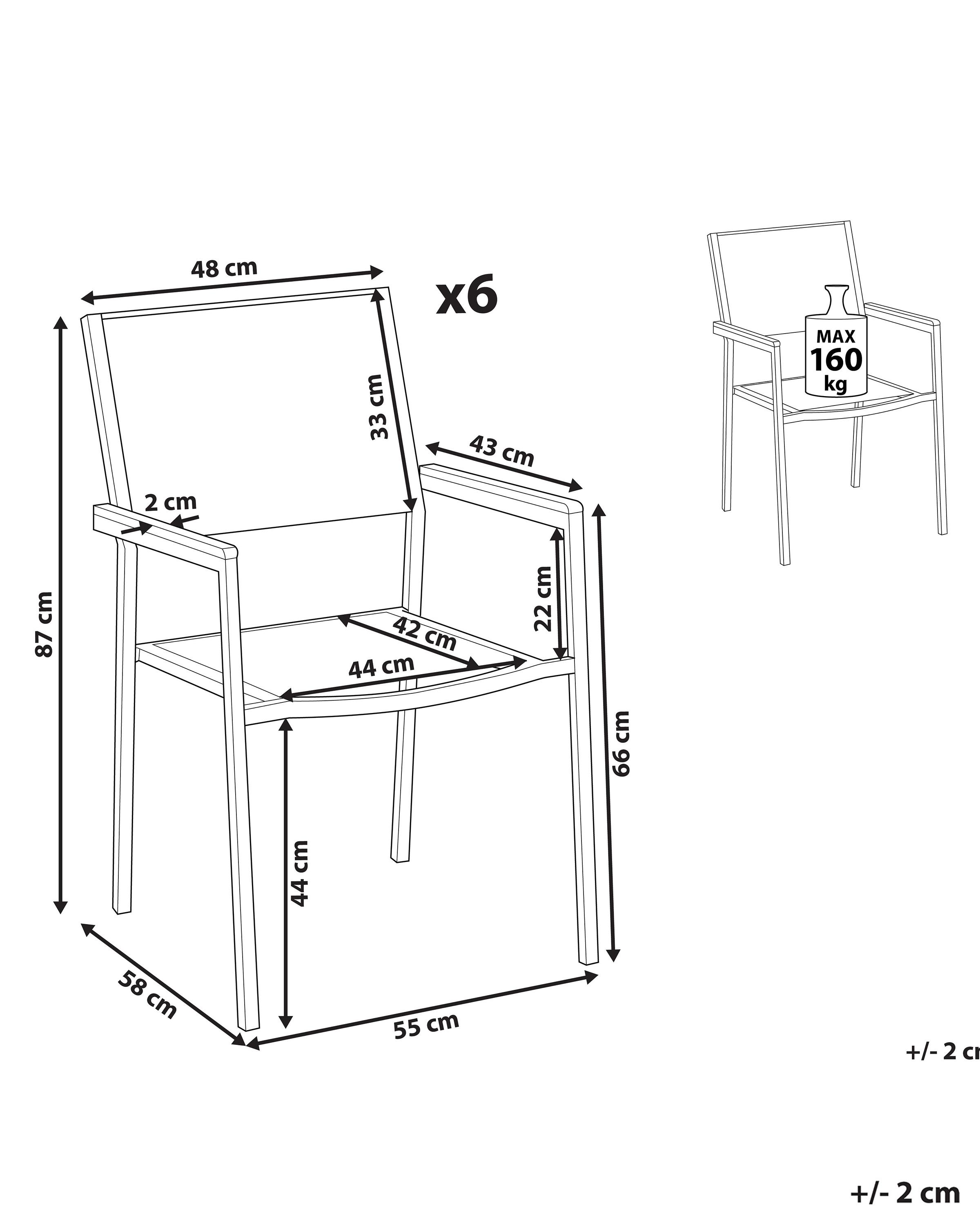 Set van 6 tuinstoelen GROSSETO Roestvrij staal Zwart
