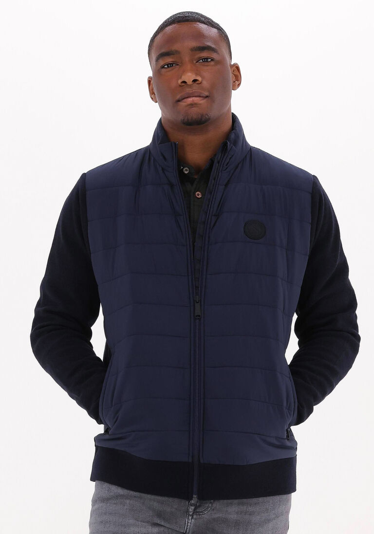 SCOTCH & SODA blauwe scotch & soda gewatteerde jas padded jacket with knitted sleeve and back panel