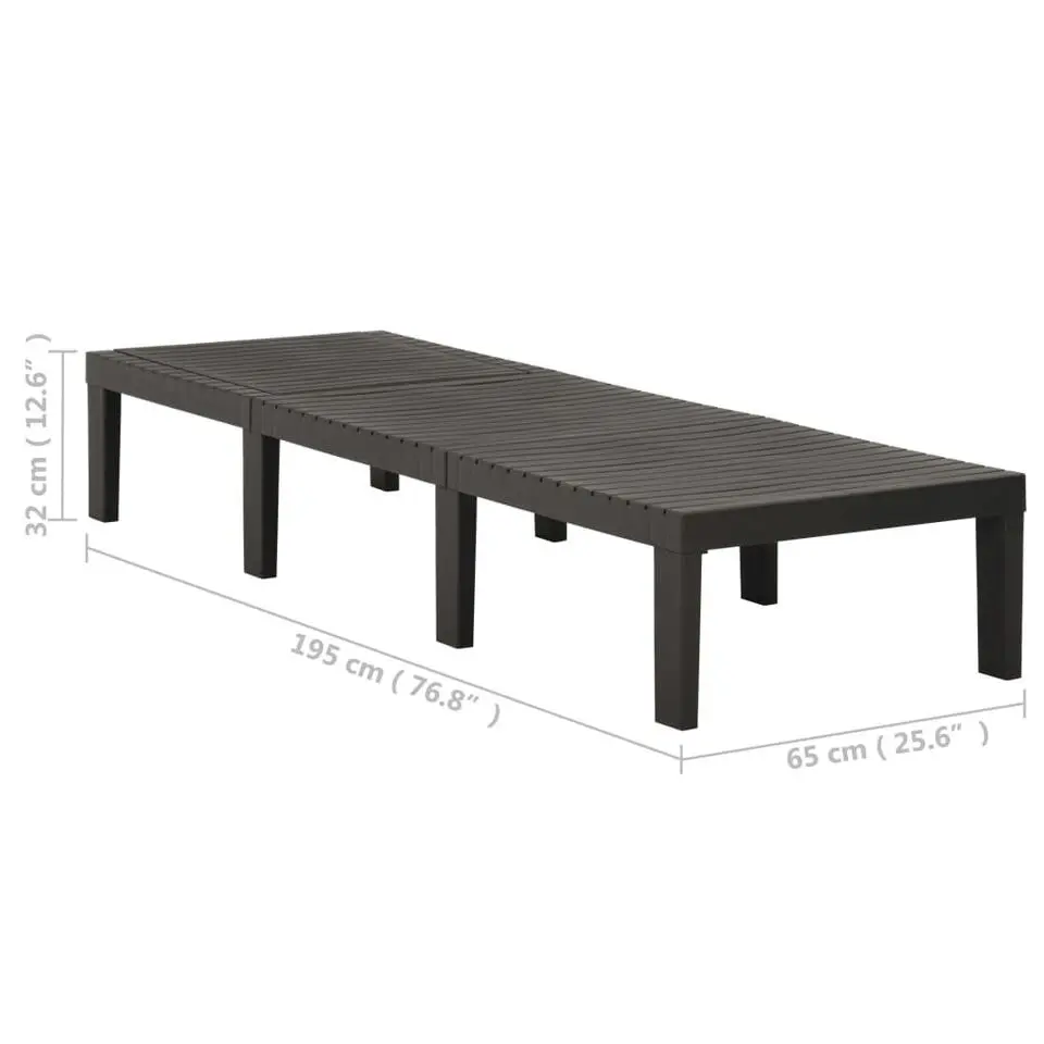vidaXL - Ligstoel - Antraciet - Kunststof