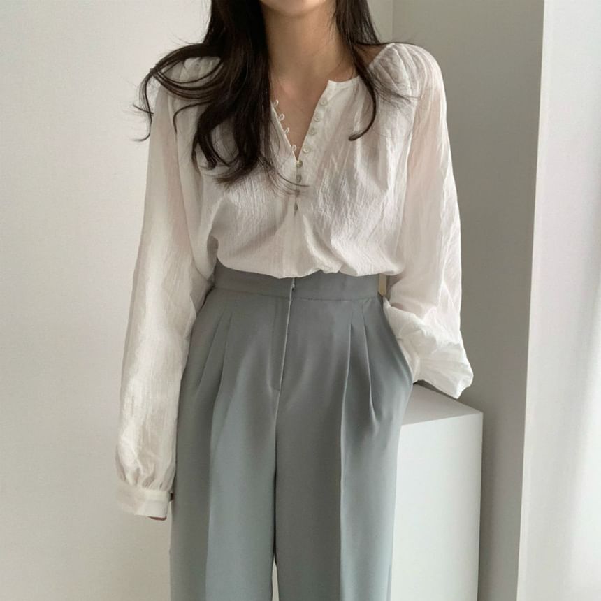 Happo - Henley effen blouse