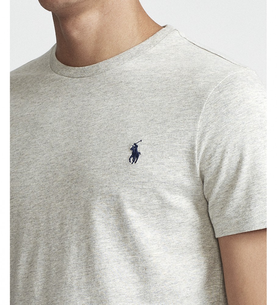 Camiseta de malha cinza personalizada Ralph Lauren