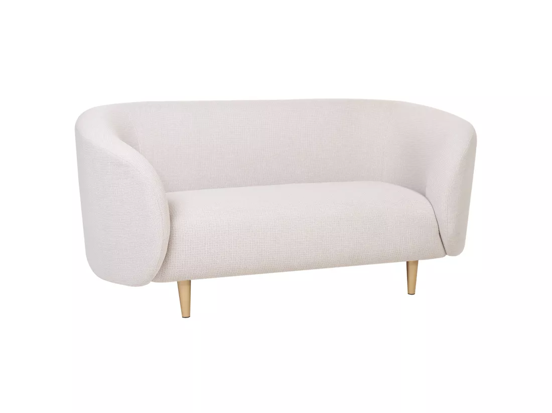 Canapé 2 places en tissu beige et doré LOEN