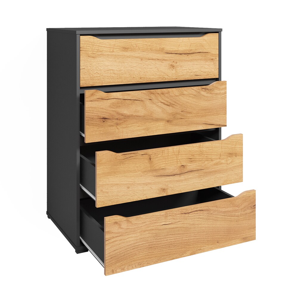 Vicco Kommode Ruben 80 x 102 cm Anthrazit Eiche Highboard