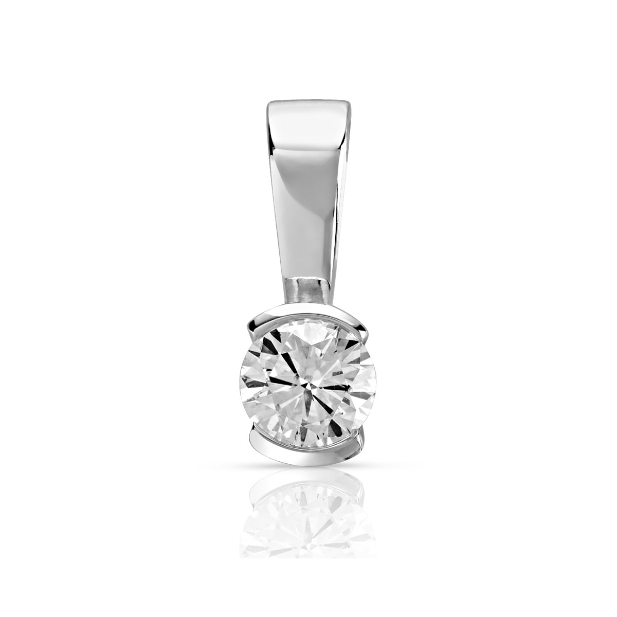 Pendentif or blanc 750 diamant synthétique 0.40 carat