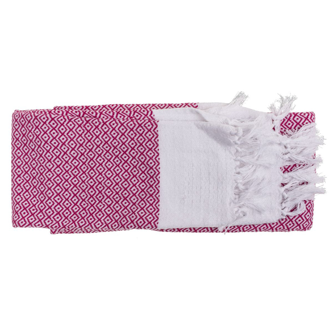 Premium Strandtuch - ca. 80 x 170 cm- rosa/weiß