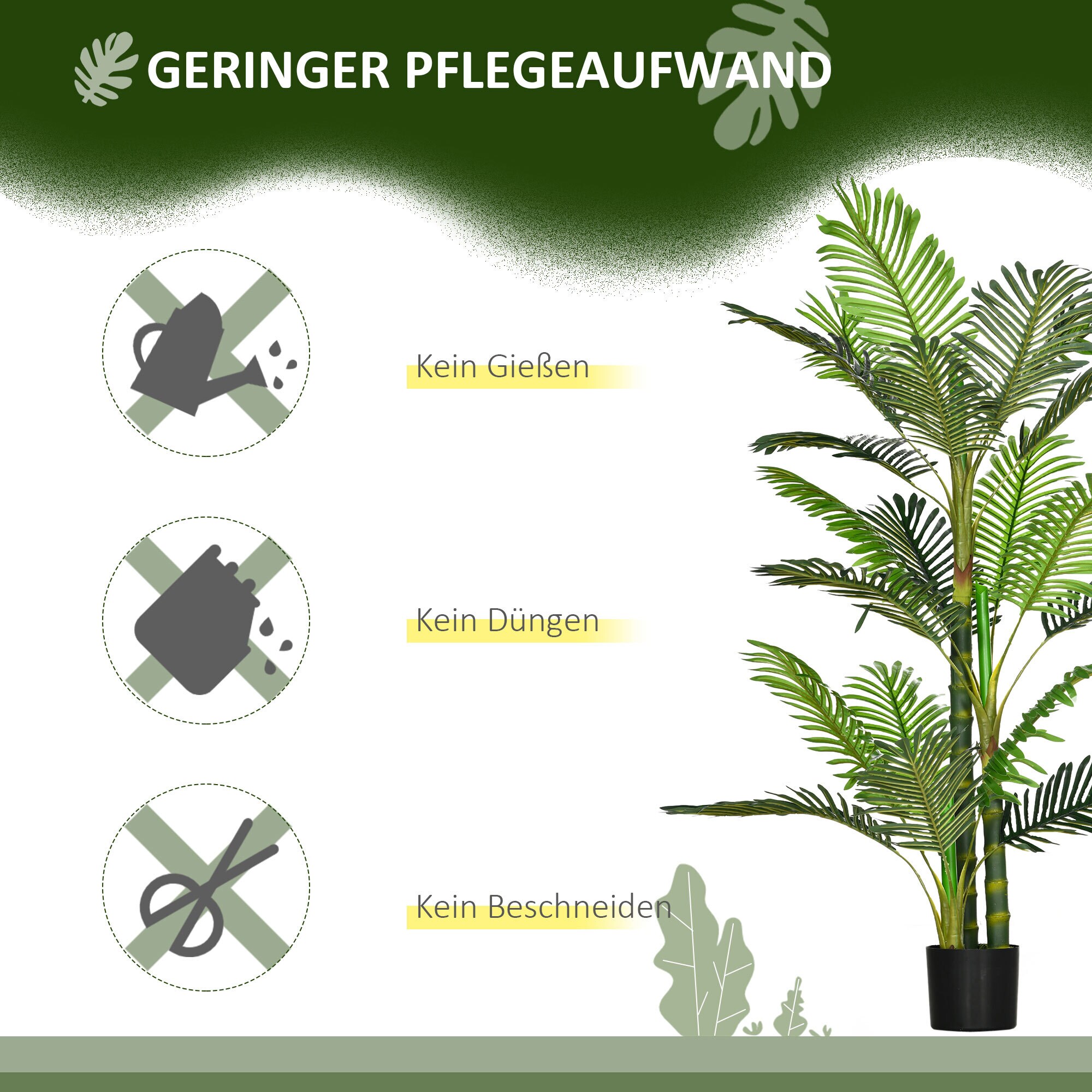 HOMCOM Künstliche Pflanze mit Übertopf grün 19,5L x 19,5B x 150H cm