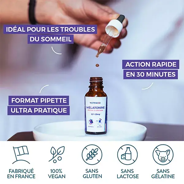 Nutri&Co Melatonina 1,9mg com Erva-cidreira e Valeriana, Formato Líquido 20ml
