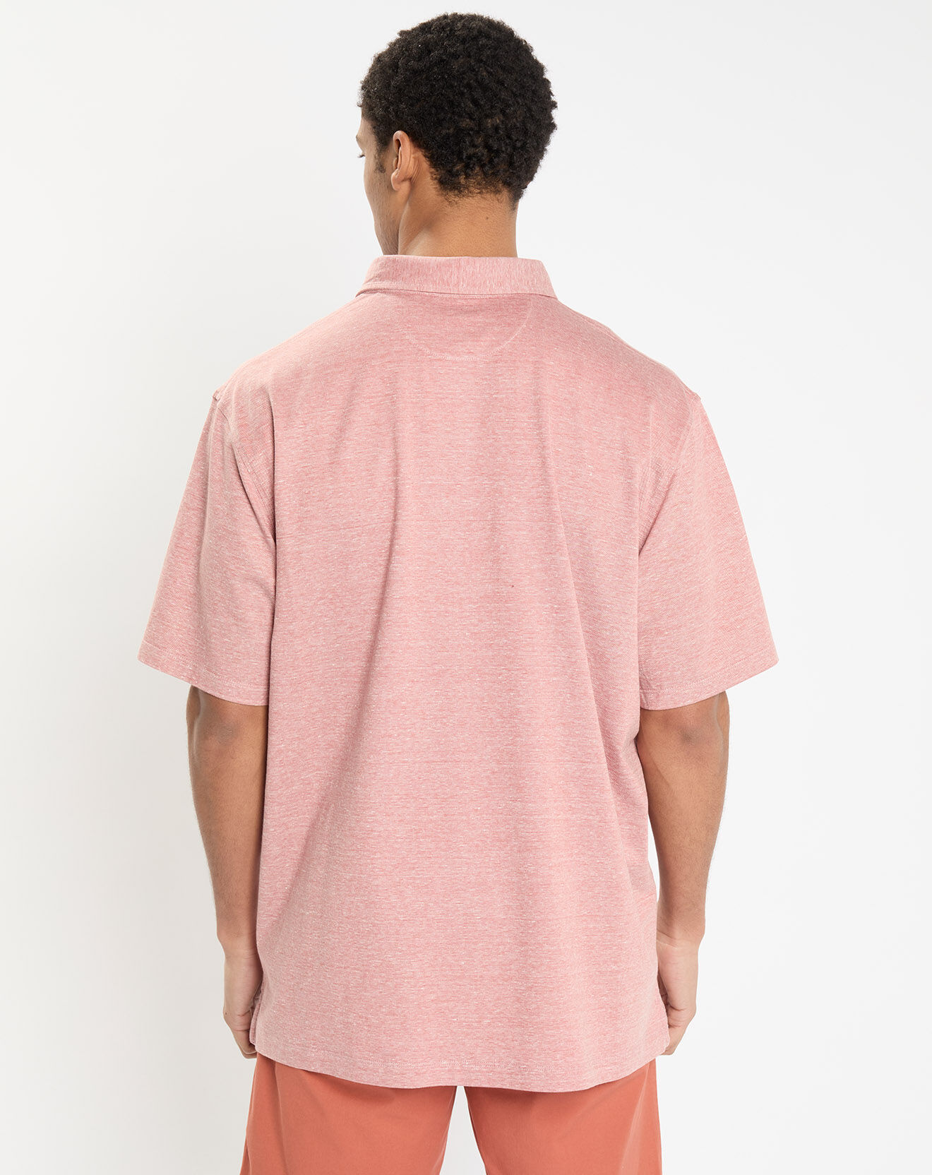 Hackett London Polo en Lin mélangé Regular Fit Oxford orange moyen chiné